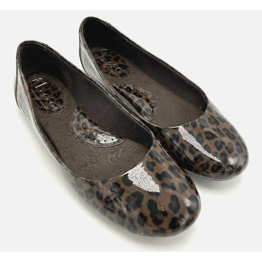 BOC Ballet Flats Womens 6 Shoes Brown Black Animal Print Preppy Office Career